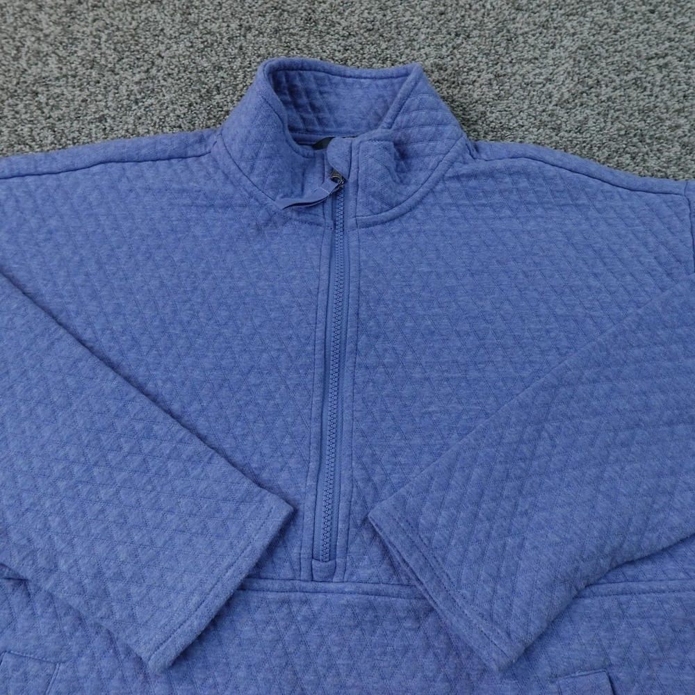 Eddie Bauer Pullover Womens L Blue Quilted 1/4 Zip Sweatshirt Mock Neck Sweater